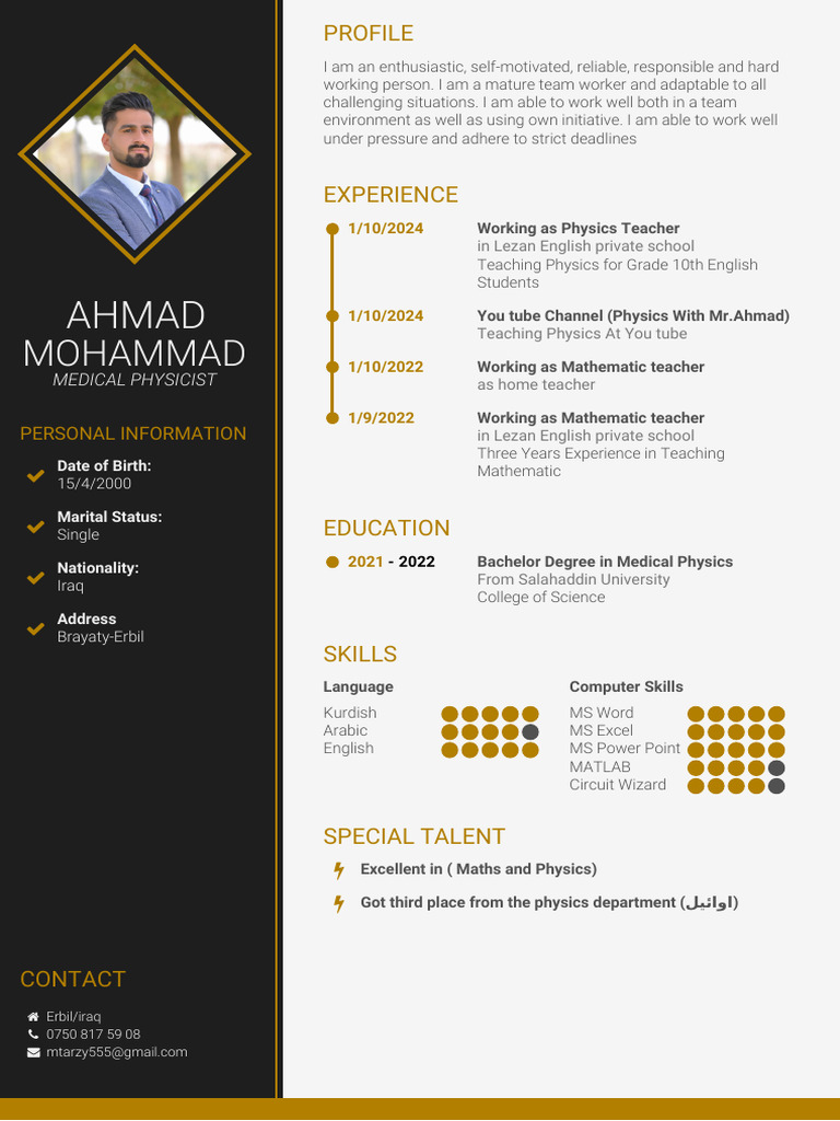 Physics and Math Teacher Profile | PDF