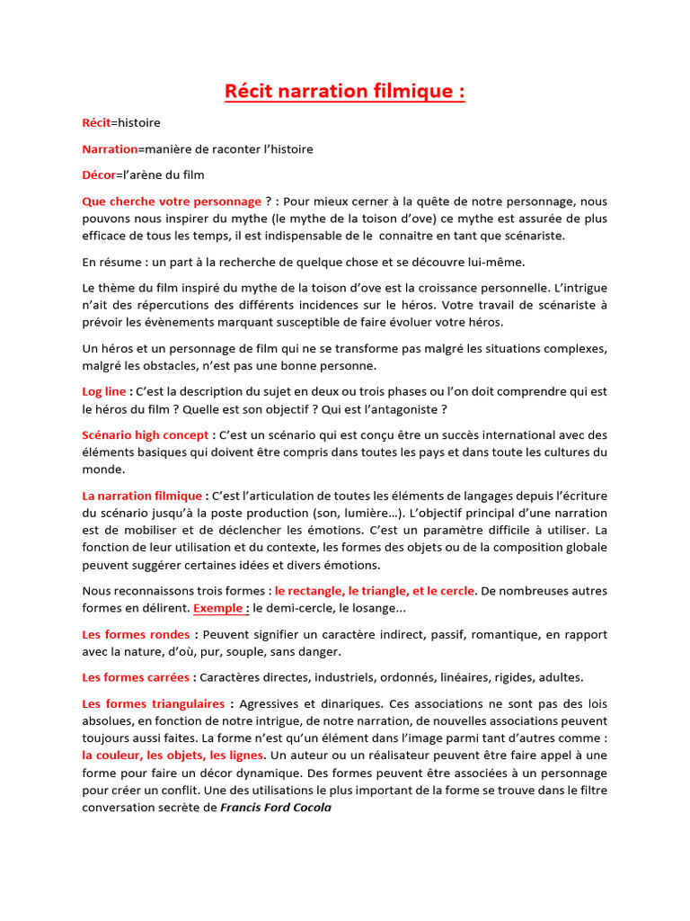 Narration filmique : Techniques et éléments | PDF | Zoom | Cinématographie