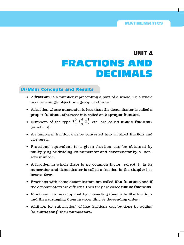 NCERT Class 6 Math Exemplar Unit 4 | PDF | Decimal | Mathematical Notation