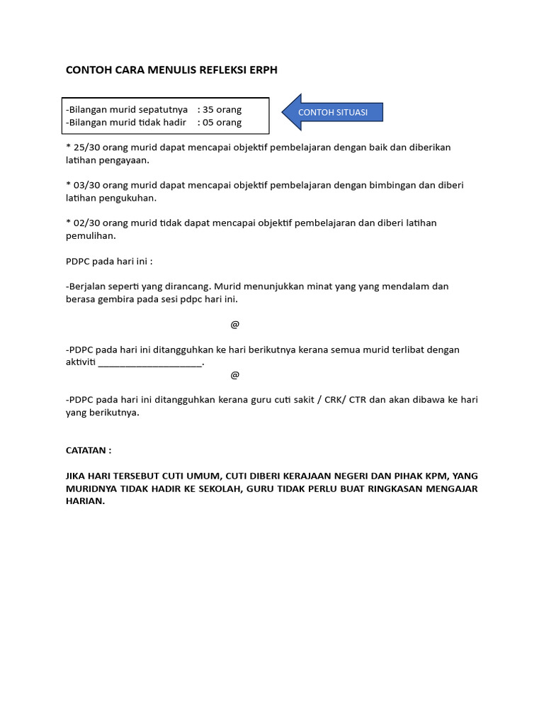 Contoh Menulis Refleksi ERPH | PDF