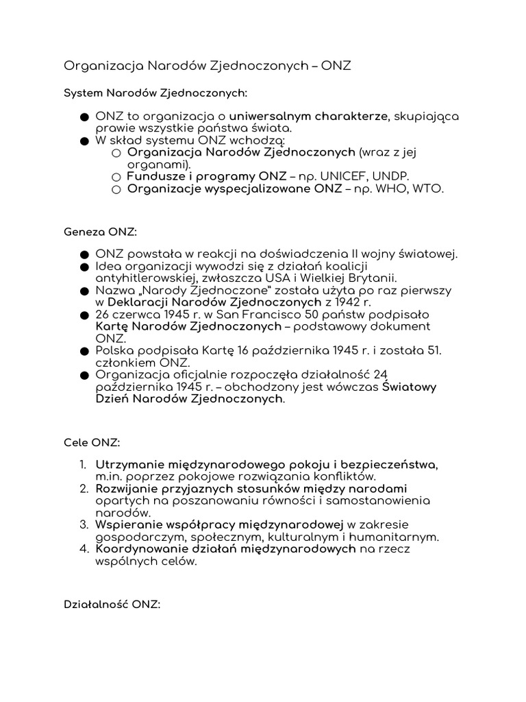 ONZ - Notatka | PDF