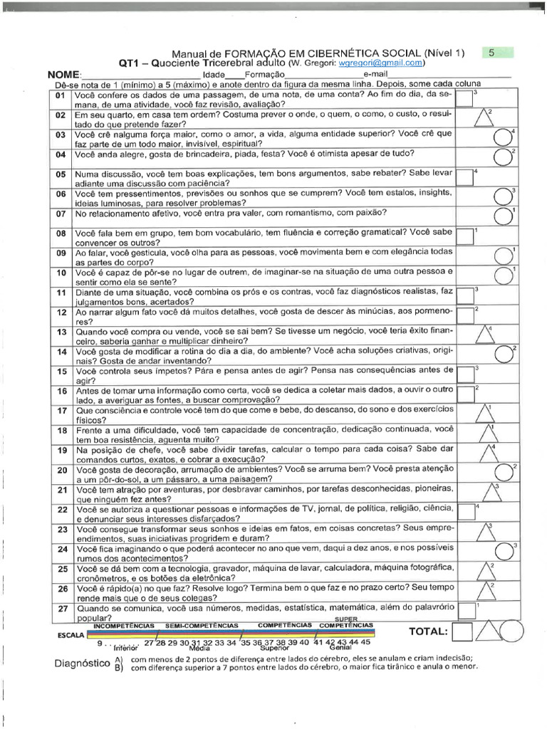 QT1 Questionario Tricerebral | PDF