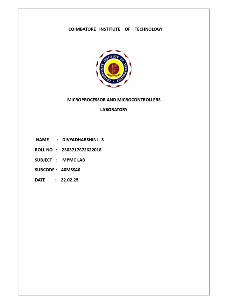 MPMC Lab Exercises for 8086 Microprocessor | PDF | String (Computer ...