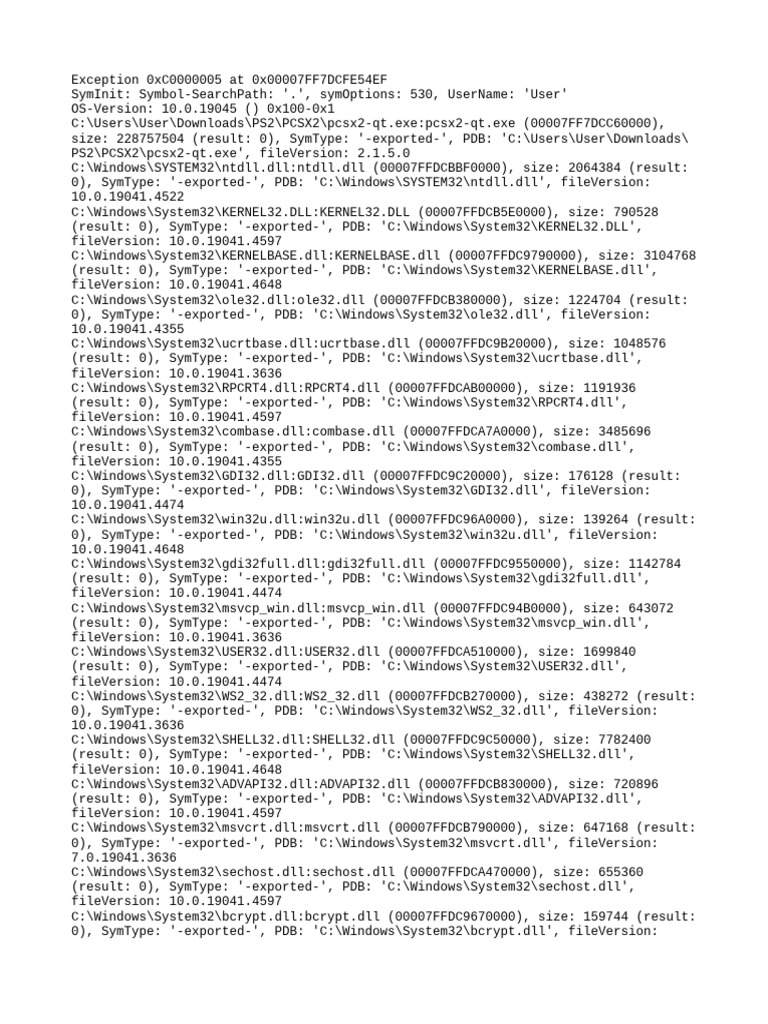 PCSX2 Error 0xC0000005 Details | PDF | Software | Computer Libraries
