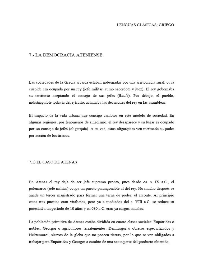 Evolución de la Democracia Ateniense | PDF | Guerras Greco Persas ...