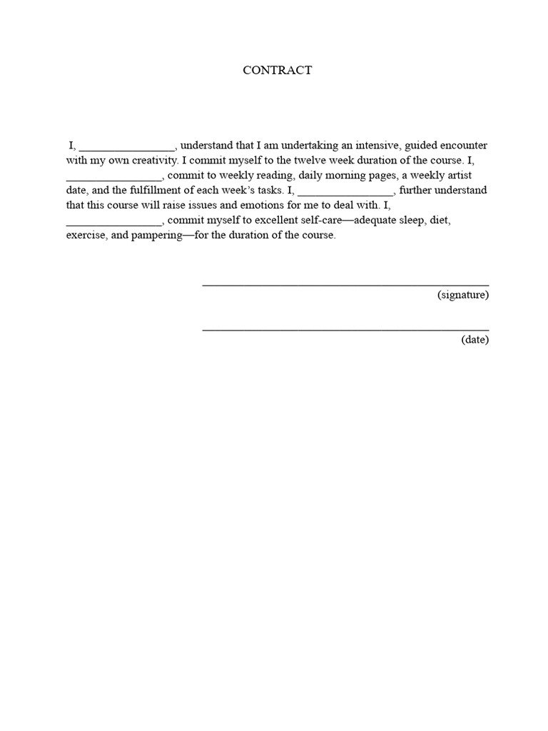 Artist's Way Commitment Contract | PDF