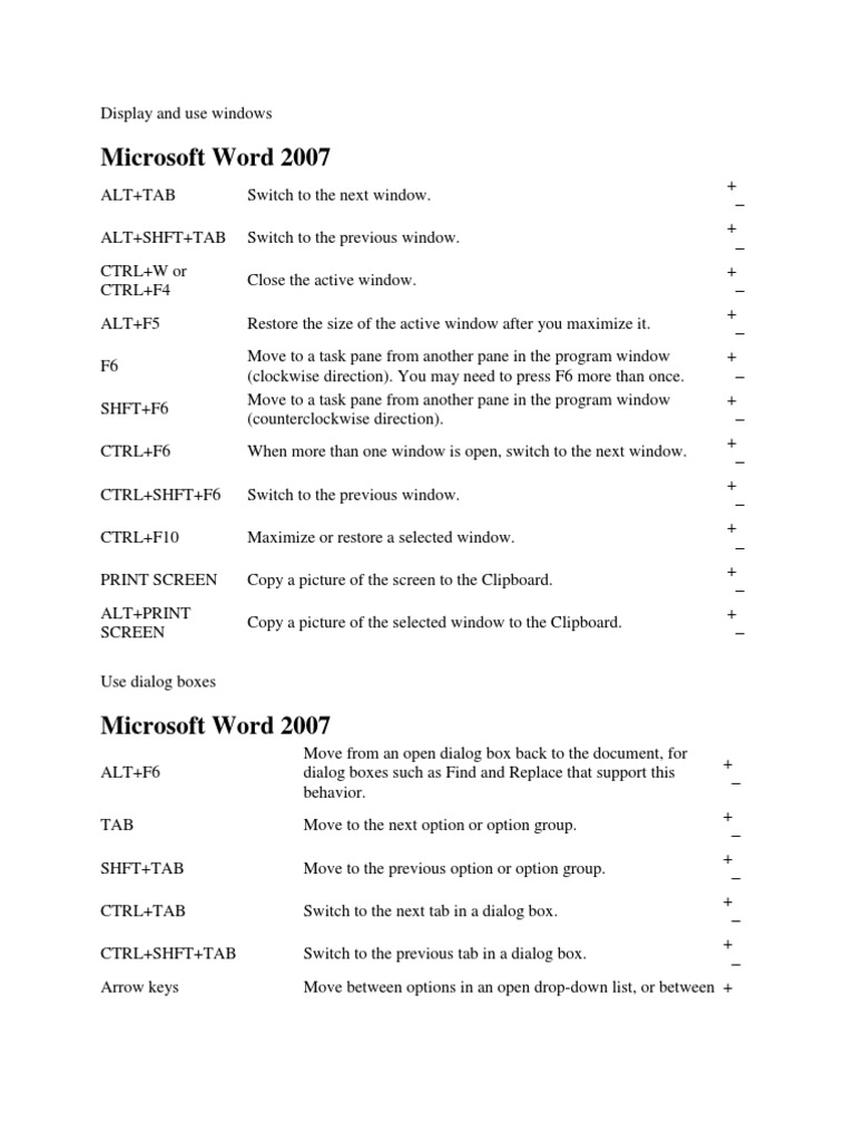 word 2016 keyboard shortcuts pdf