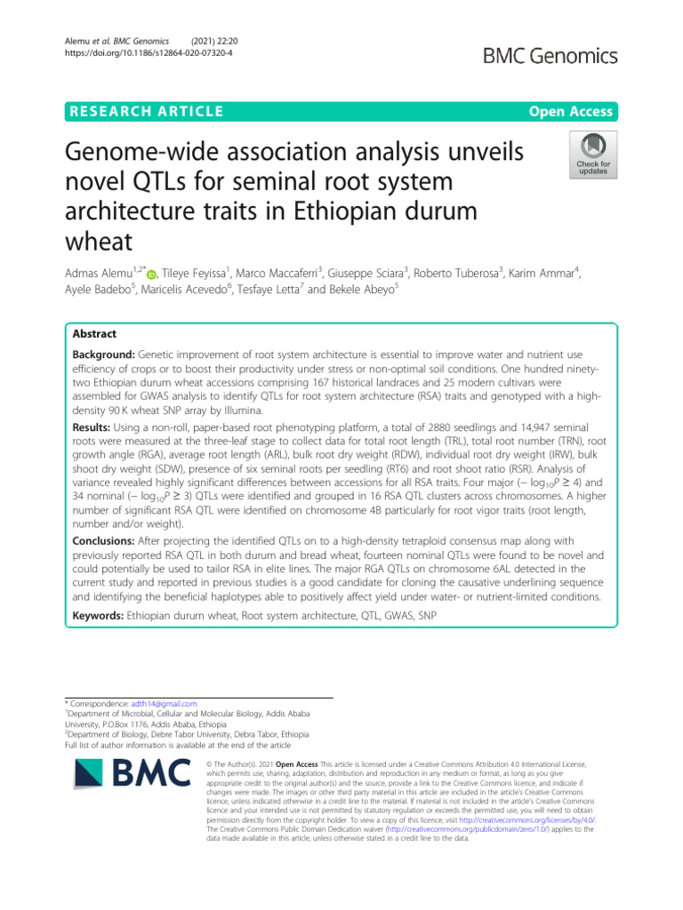 Genome Wide Association Analysis Unveils Novel Qtls For 2alawq32ur ...