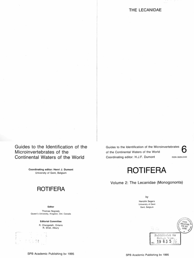 Rotifera No 6. Lecanidae | PDF