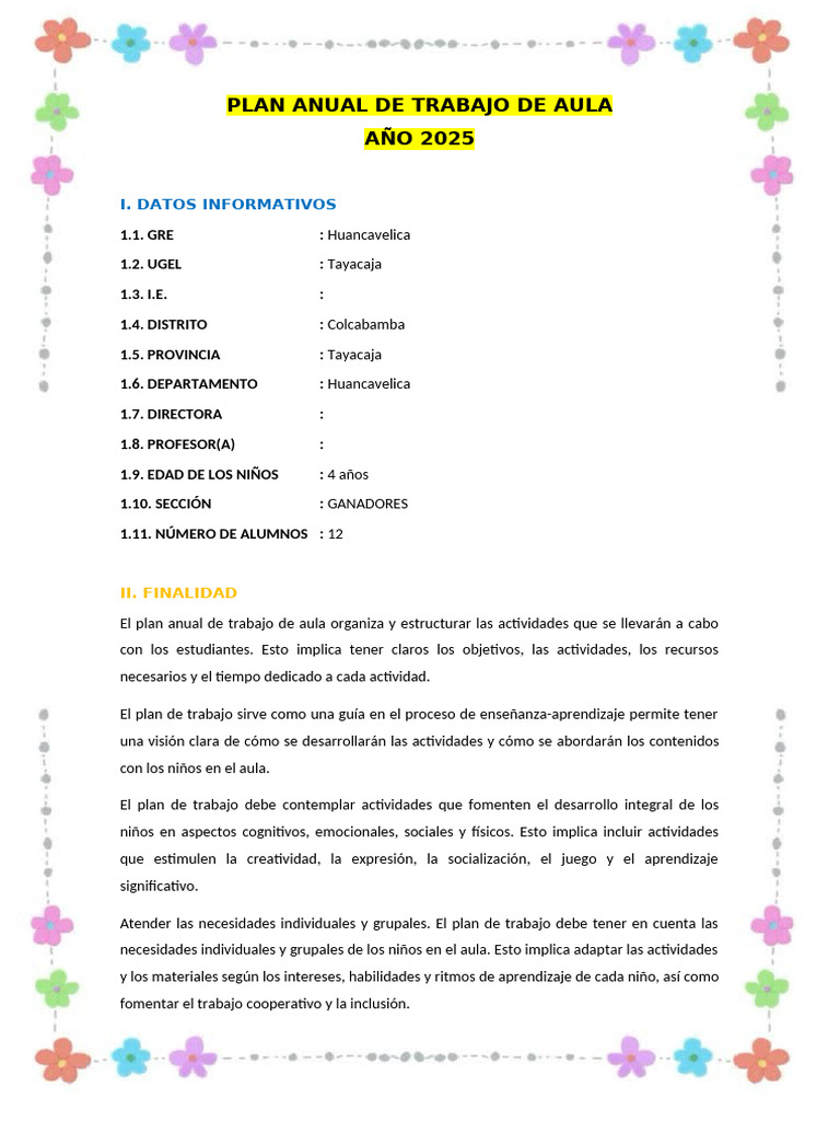 Plan Anual de Aula Primaria 2025 | PDF | Salón de clases | Aprendizaje