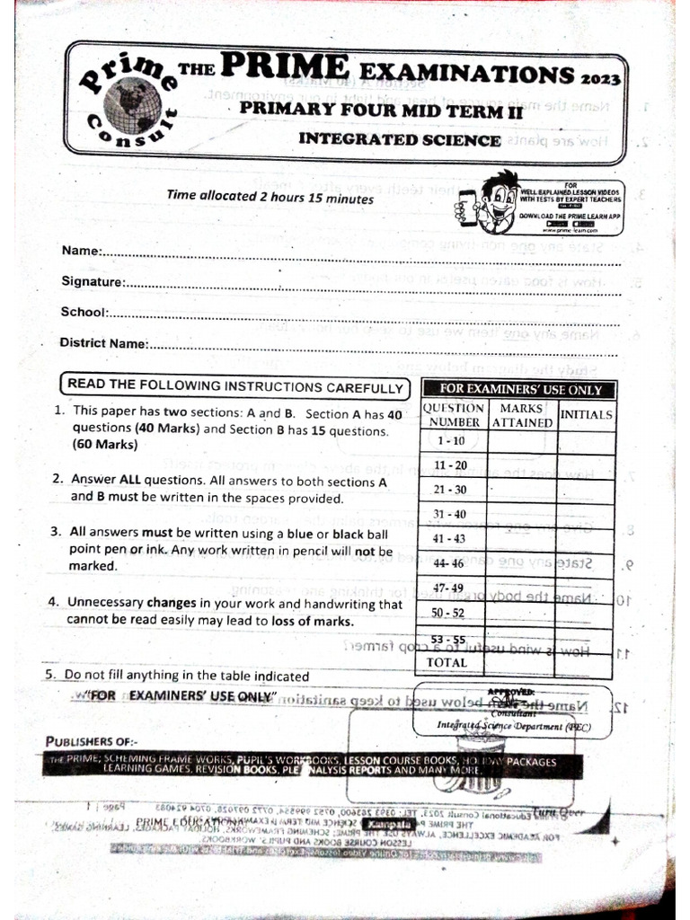 P 4+Prime+Mid+term+11+with+it's+guide+2023 | PDF