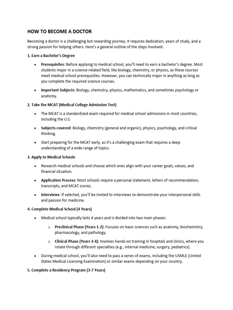 Steps to Becoming a Doctor | PDF | Residency (Medicine) | Medical School