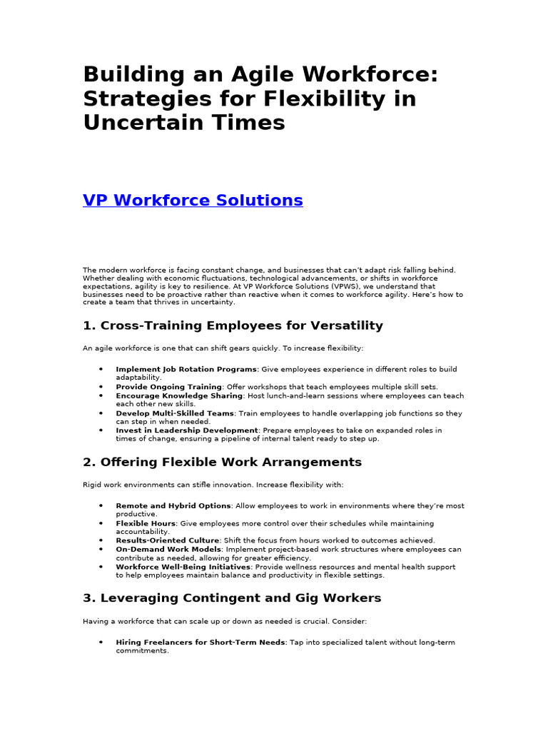 Building An Agile Workforce | PDF | Business | Organizational Behavior