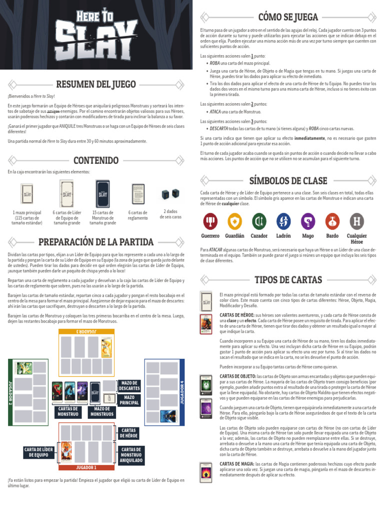 Reglas del juego Here to Slay | PDF