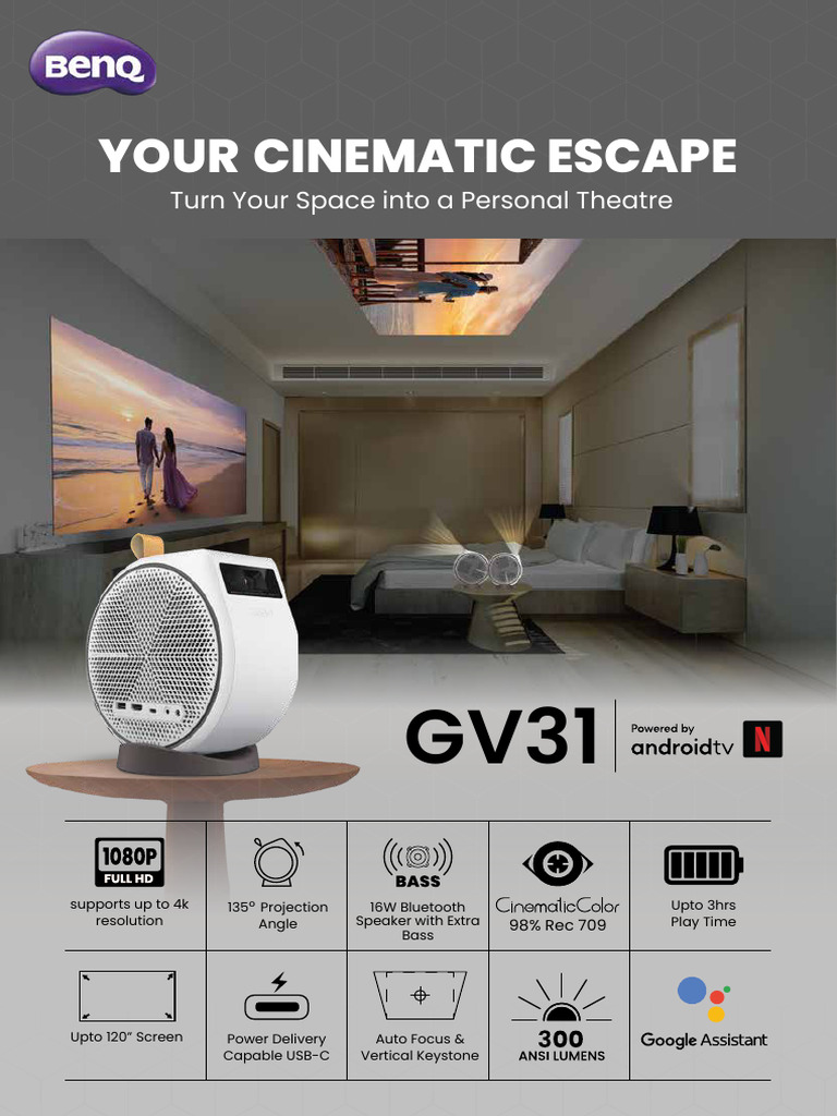 GV31 4K Projector with Bluetooth Audio | PDF | Display Resolution ...