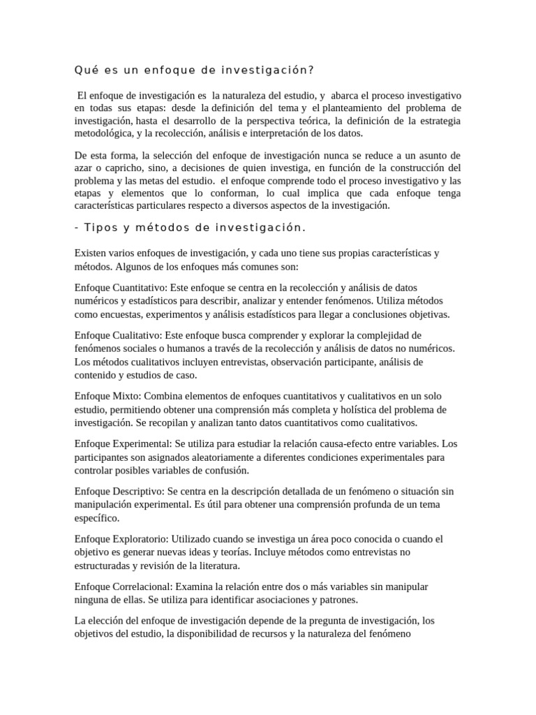 Definición de Enfoque de Investigación | PDF | Investigación ...