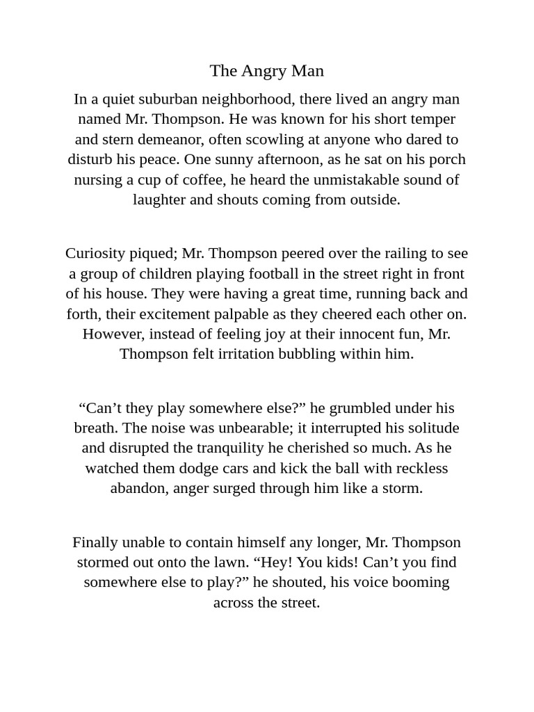 The Angry Man's Change of Heart | PDF