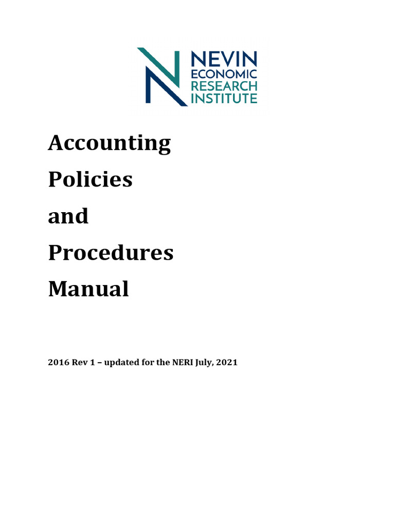 NERI Accounting Policies and Procedures July 21 | PDF | Expense | Payments