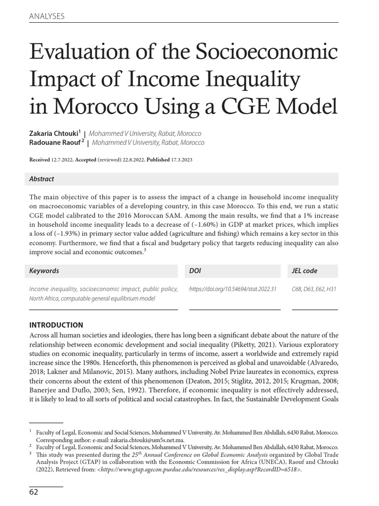 Socioeconomic Impact of Income Inequality in Morocco | PDF | Economic ...