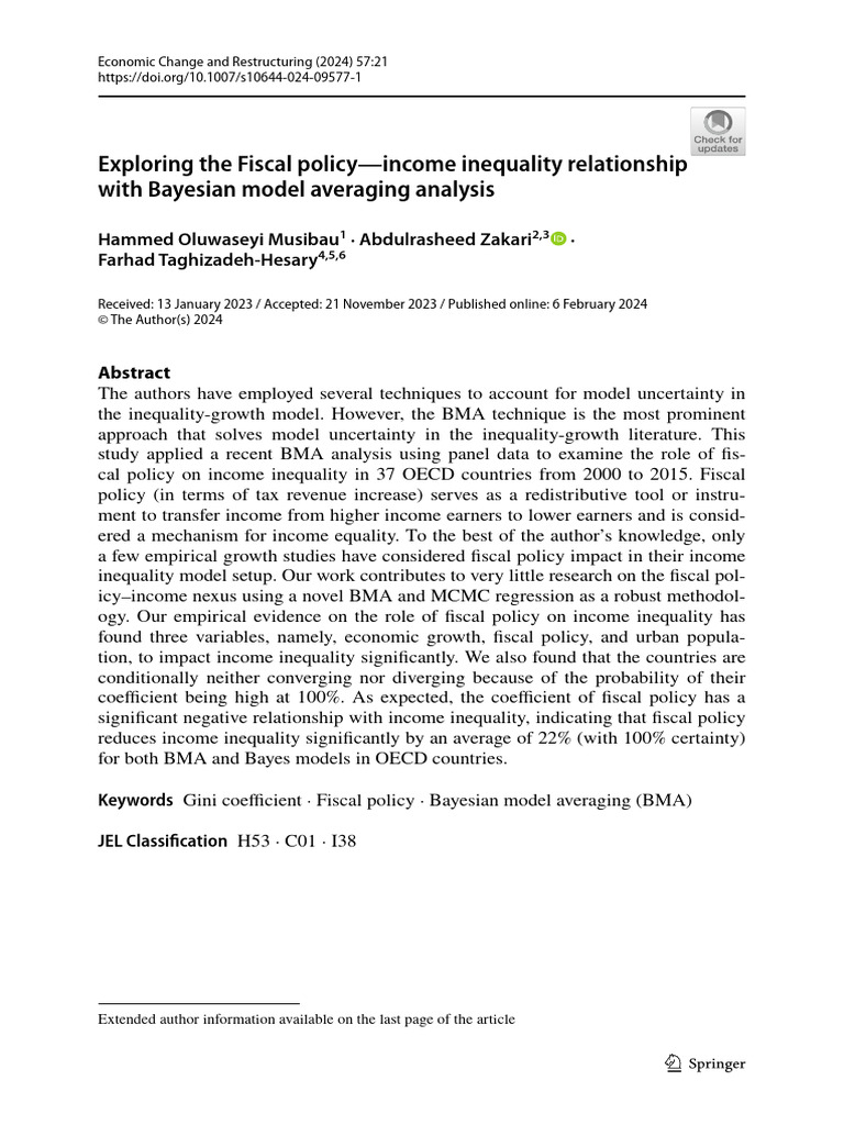 Fiscal Policy's Impact on Income Inequality | PDF | Income Distribution ...