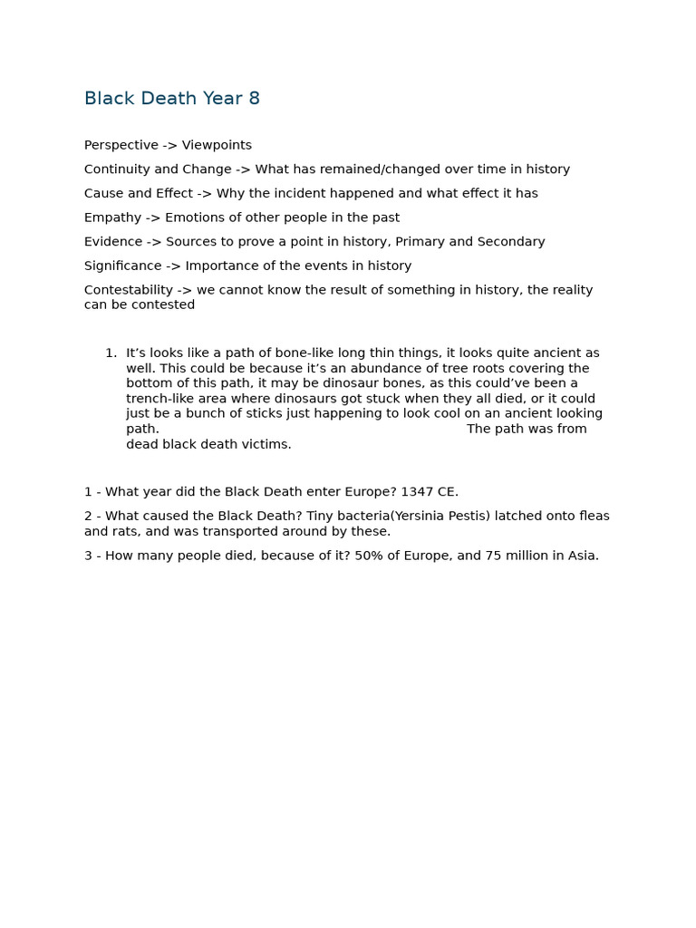 Black Death: Causes, Effects, and Significance | PDF