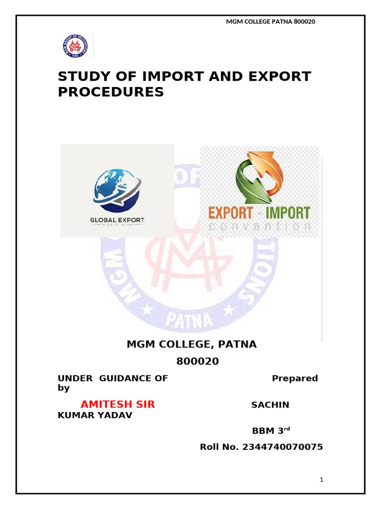 Import Export Documentation Procedure Project Report | PDF | Business ...