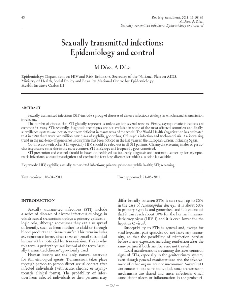 STI Epidemiology and Control Overview | PDF | Sexually Transmitted ...