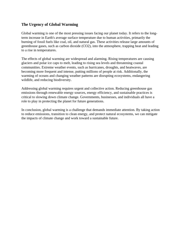Urgent Action Against Global Warming | PDF