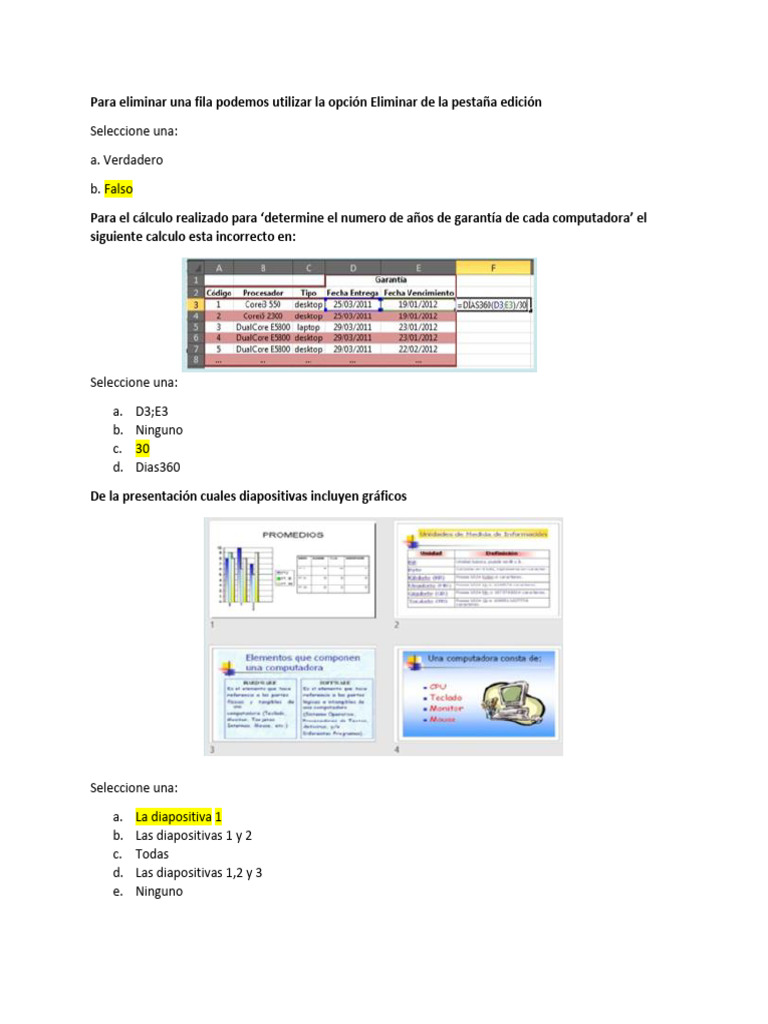 Preguntas sobre Microsoft Office | PDF | Microsoft Excel | Archivo de ...