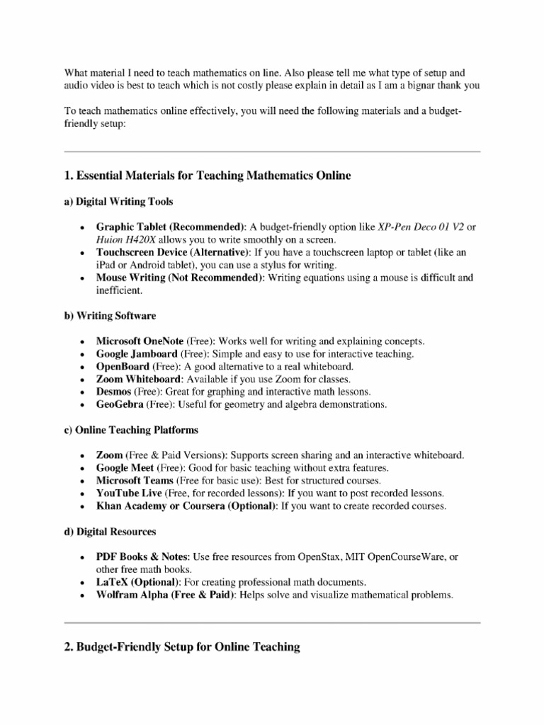 Essentials for Teaching Math Online | PDF | Laptop | Mathematics