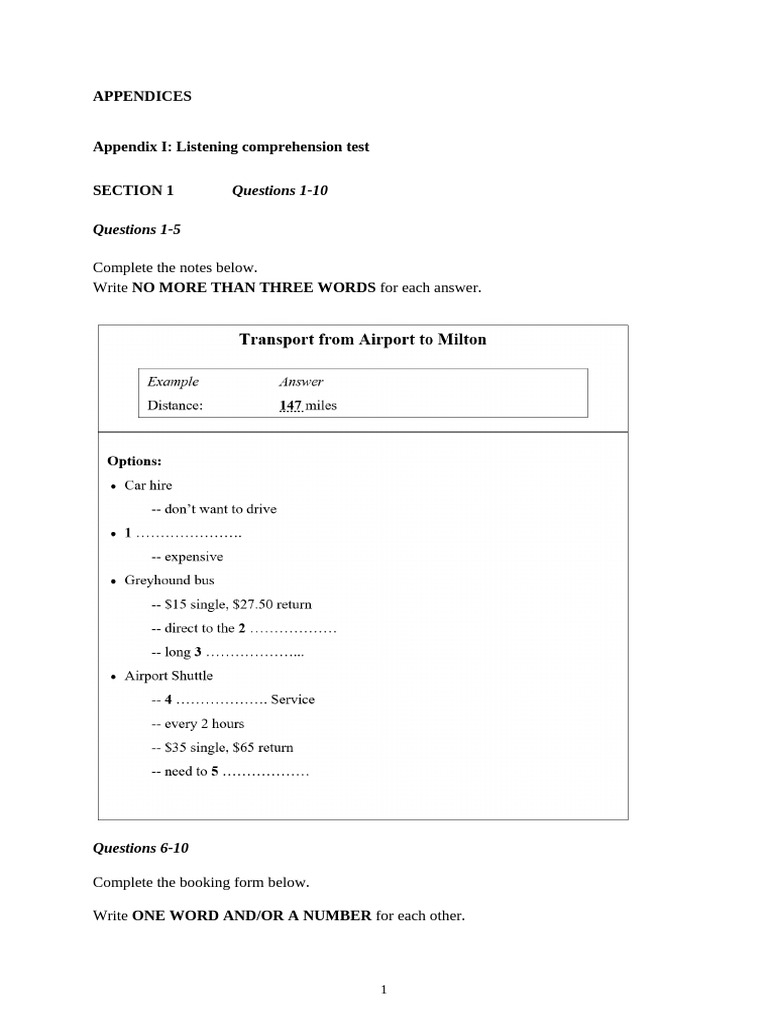 Listening Comprehension Test Guide | PDF | Vocabulary | Reading ...
