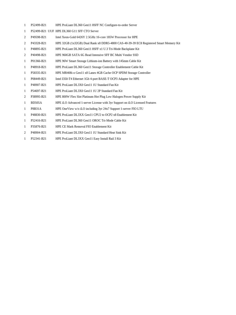 HPE Server Specification | PDF