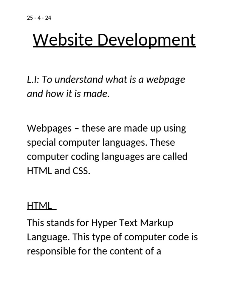 1.1 Notes - Intro To HTML and CSS | PDF