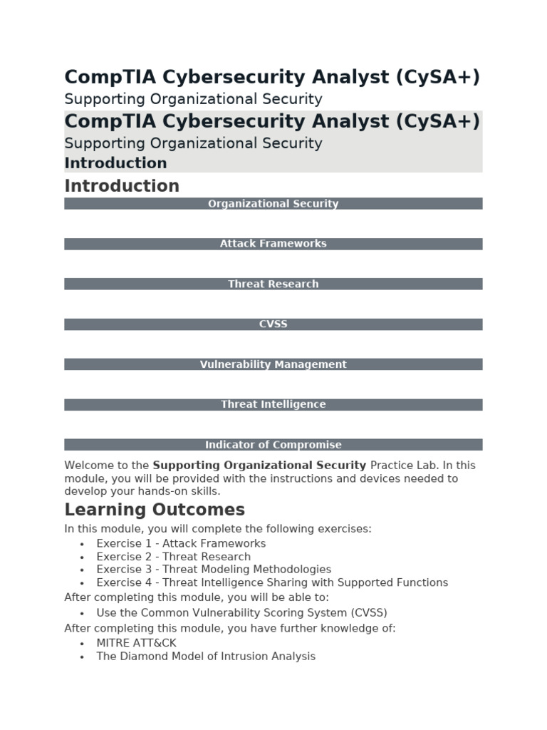 CompTIA CySA+: Enhancing Security Skills | PDF | Security | Computer ...