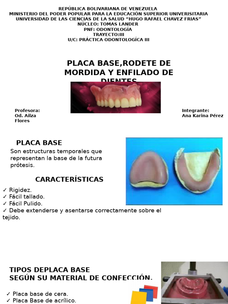 Placa Base y Rodete en Prótesis Total | PDF | Boca | Ramas de Odontología