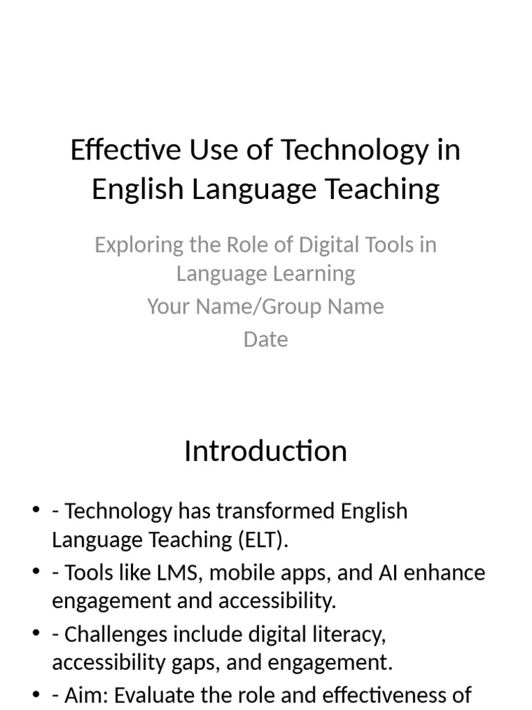 Effective Use of Technology in ELT | PDF | Intelligence | Learning