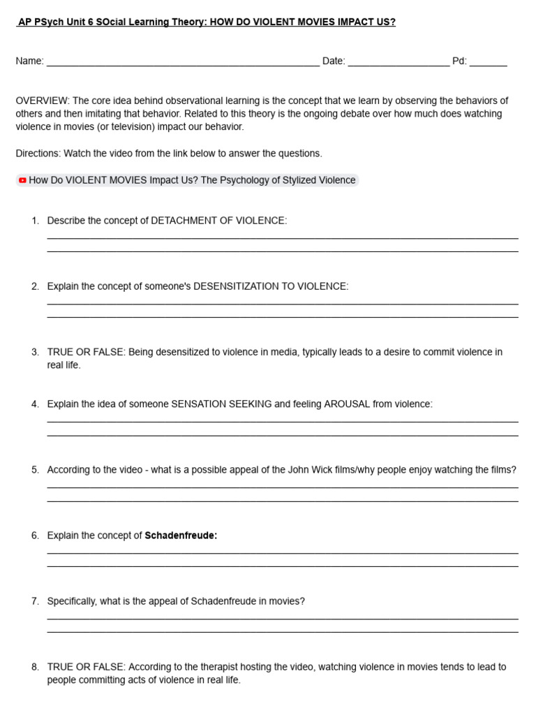 Impact of Violent Movies on Behavior | PDF | Cognition | Psychological ...