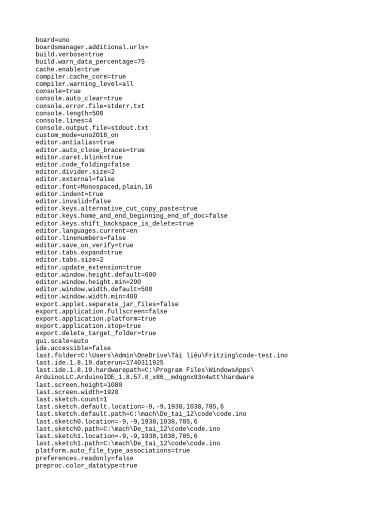 Arduino IDE Configuration Settings | PDF | Software | Computing