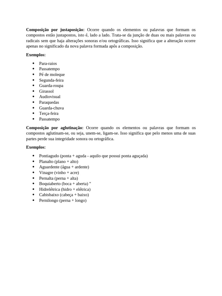 Composição: Justaposição e Aglutinação | PDF