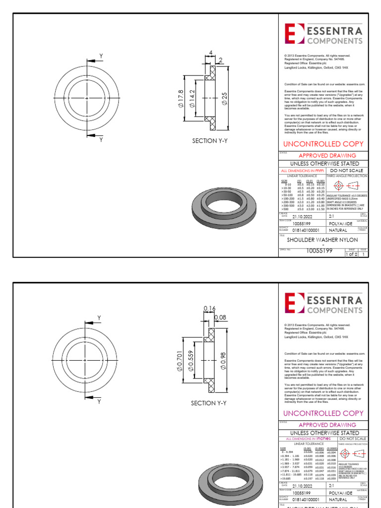 Nylon Shoulder Washer Drawing | PDF