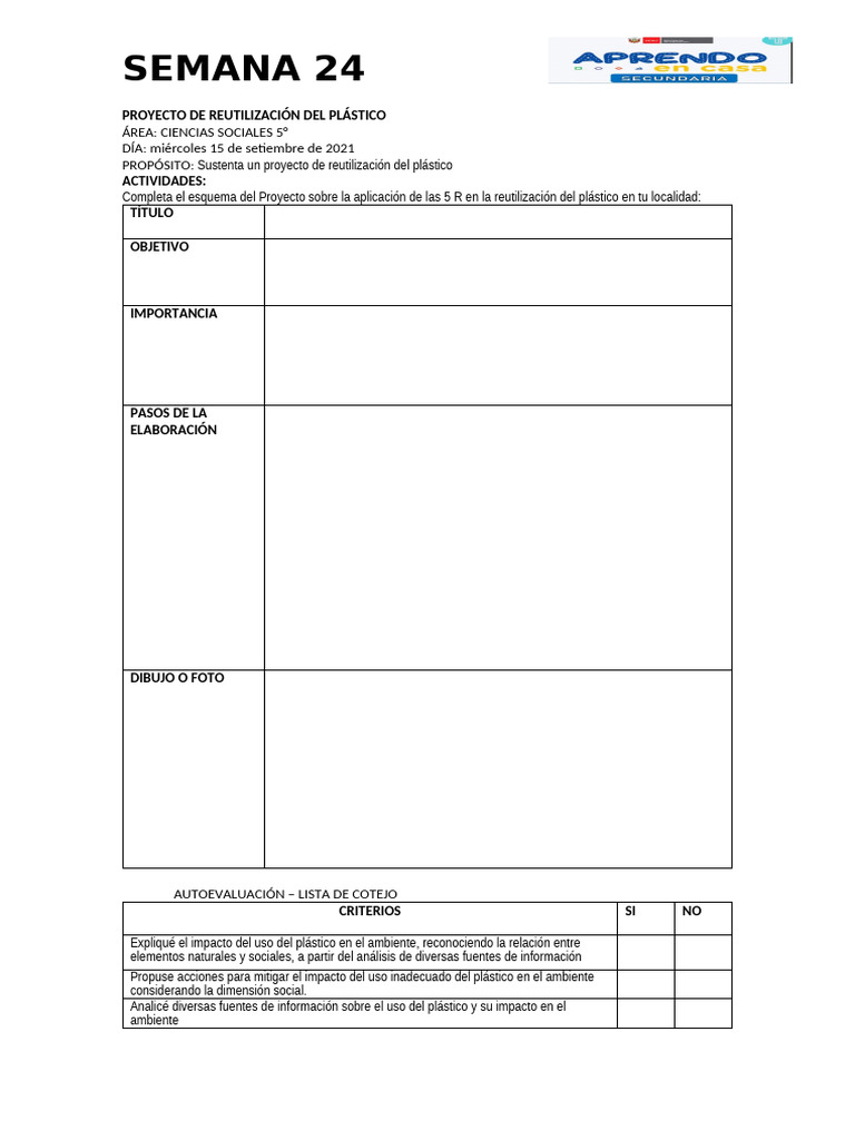 Ficha CCSS 5° Semana 24 15 Setiembre | PDF