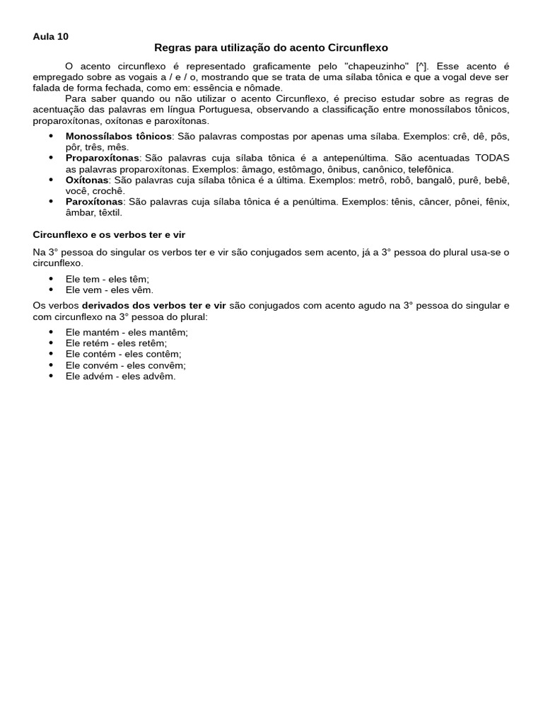 Regras do Acento Circunflexo | PDF
