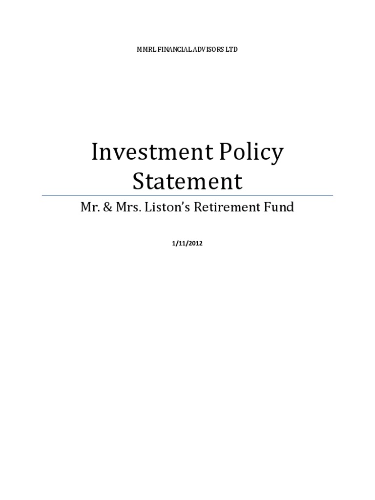 basic sample investment policy statement | pdf | investing | investor