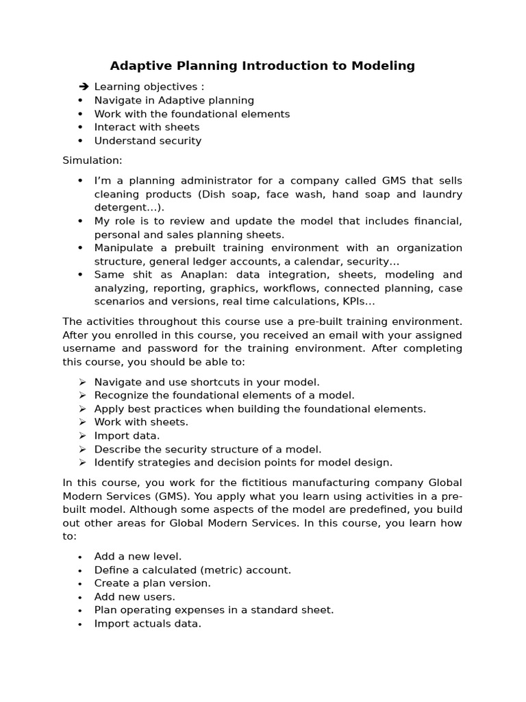 Adaptive Planning WD | PDF | Debits And Credits