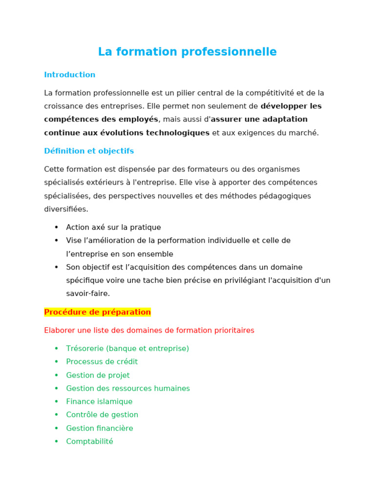 Rapport sur la formation professionnelle | PDF | Business | Fusions et ...