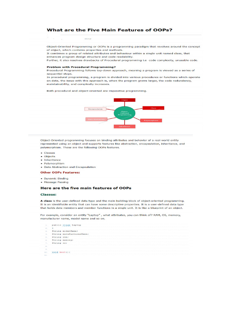 Features of Oops | PDF