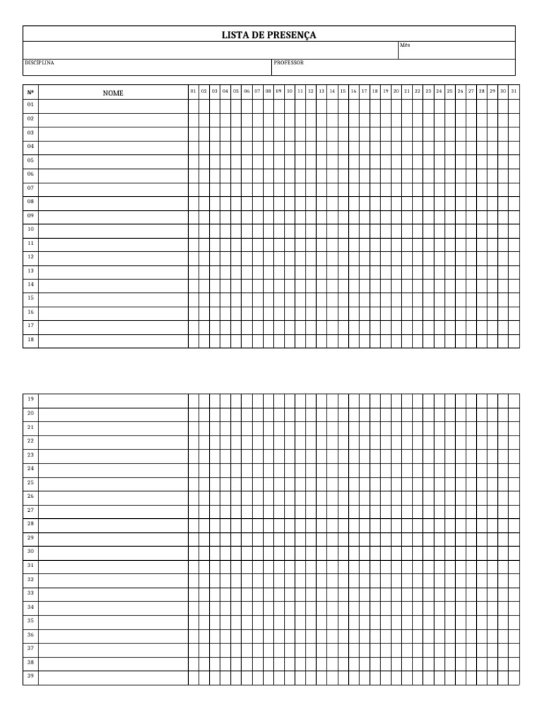 Lista de Presença por Disciplina | PDF