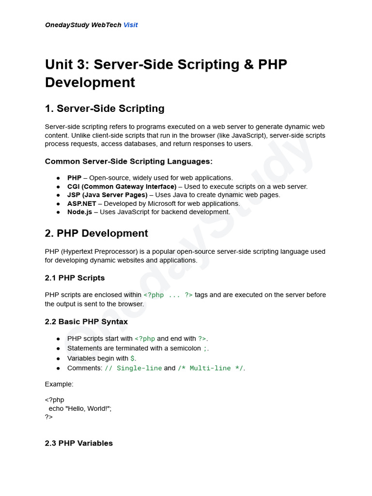 Server-Side Scripting with PHP & JSP | PDF | Dynamic Web Page | World ...