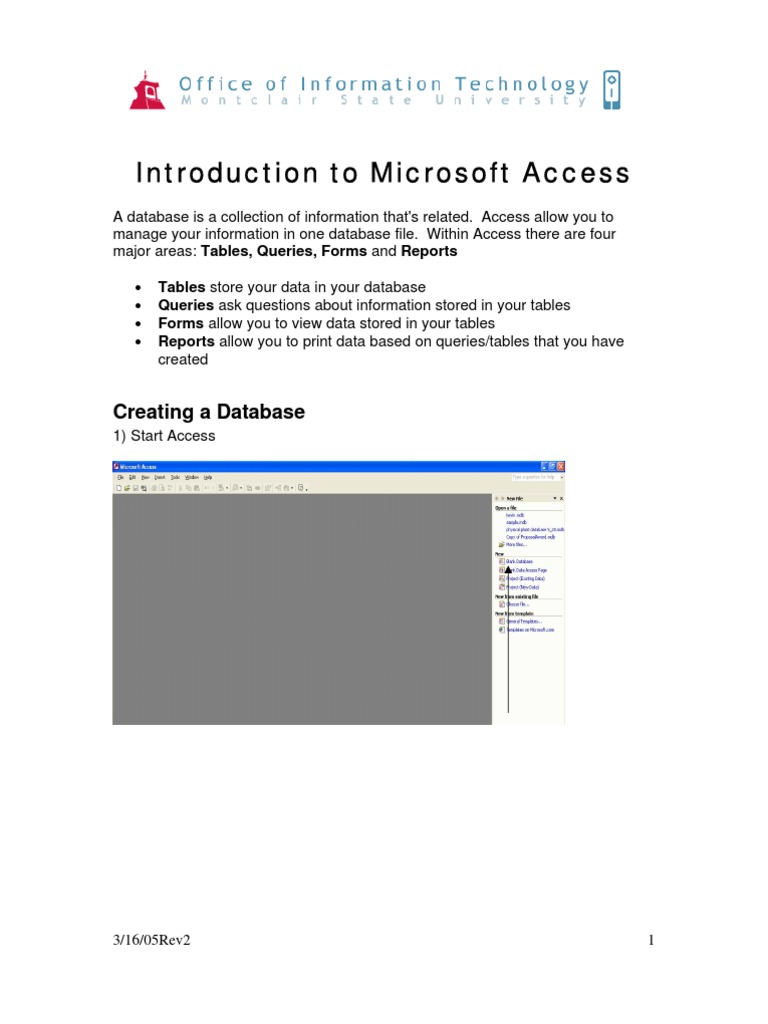 An Introduction to the Fundamental Components of Microsoft Access