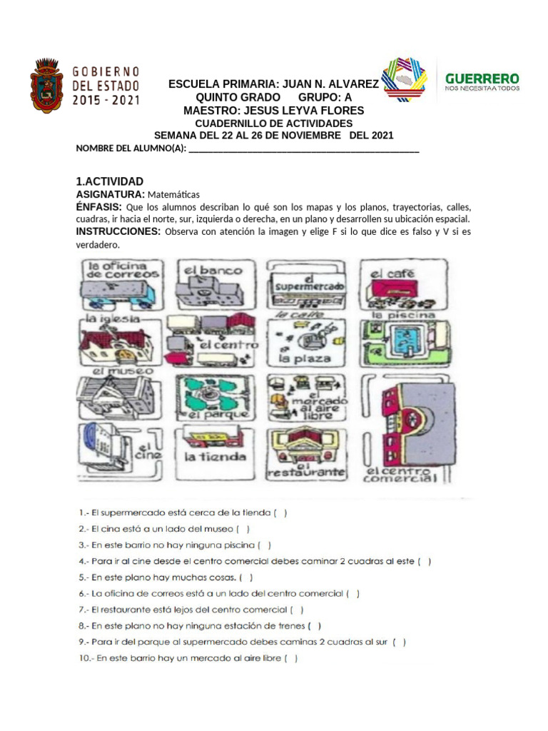 Actividades de QUINTO Grado Semana 6 | PDF